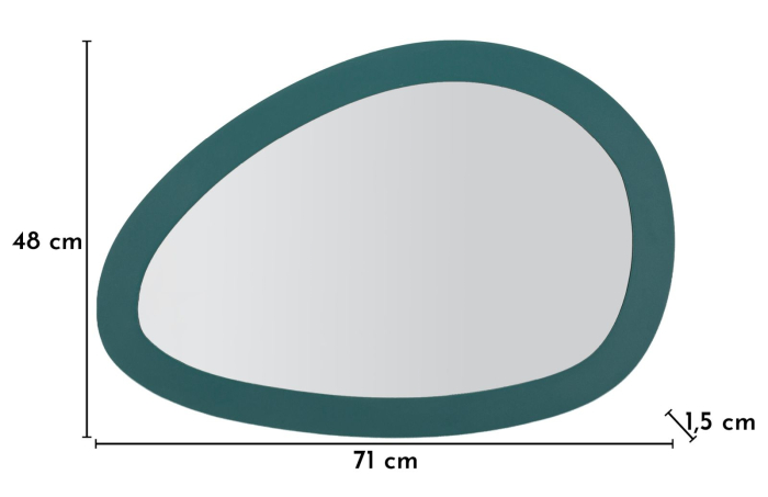 Oglinda de perete cu forma organica si rama albastru verzui din MDF si metal 71x48 cm [5]