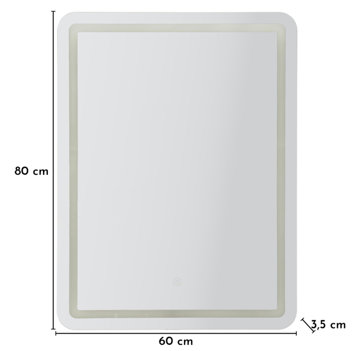 Oglinda de perete cu LED dreptunghiulara cu design minimalist si finisaj argintiu 60x80 cm [7]