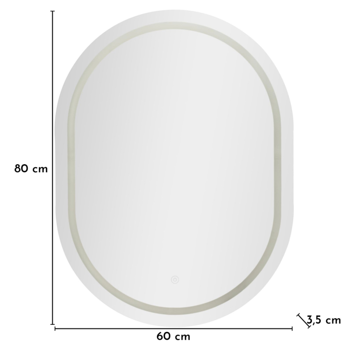 Oglinda de perete cu LED ovala cu design minimalist si finisaj argintiu 60x80 cm [8]