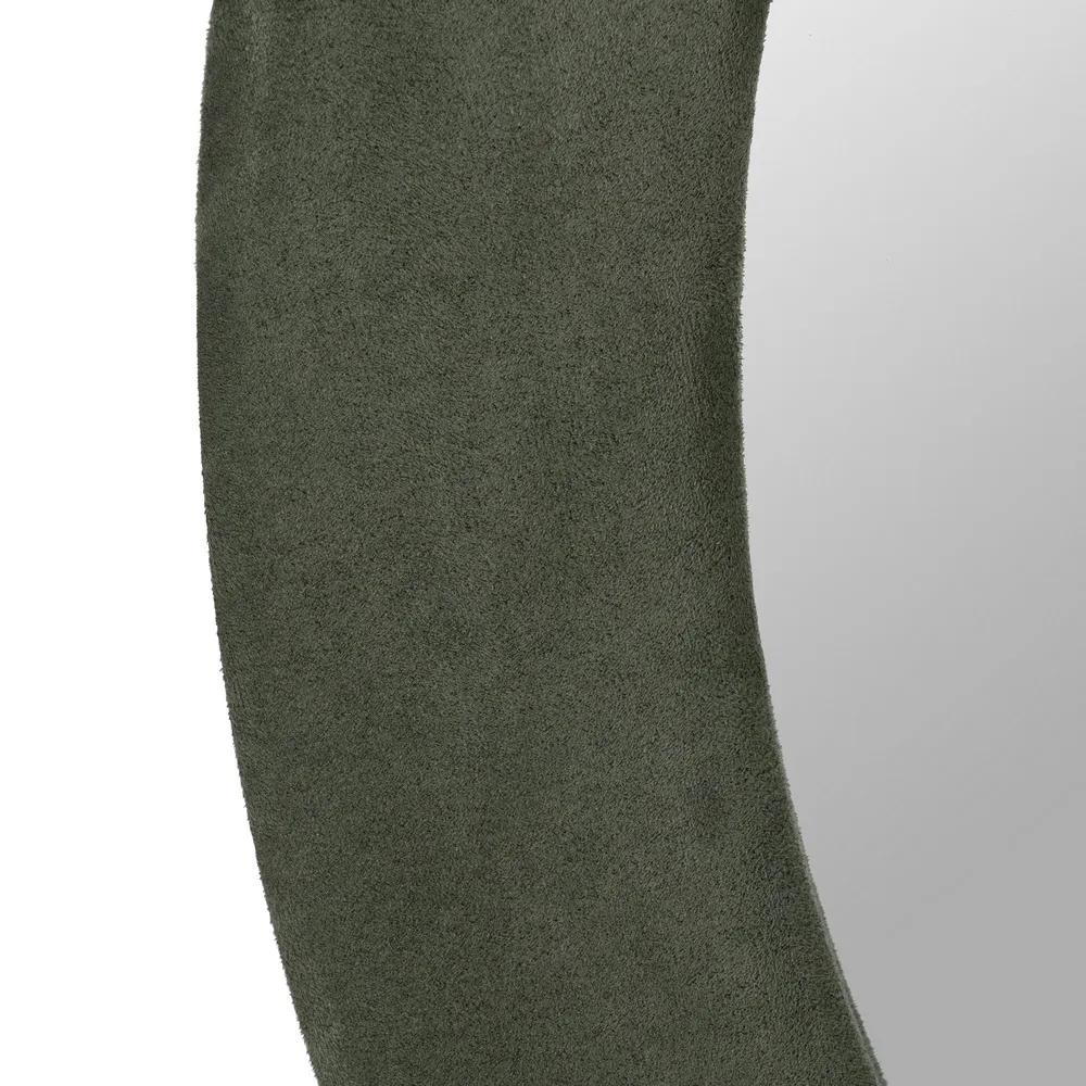Oglinda rotunda moderna cu rama textila verde - CreativDeco [4]