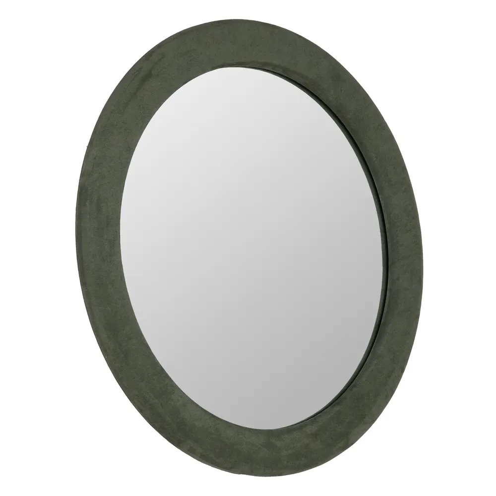 Oglinda rotunda moderna cu rama textila verde - CreativDeco [3]