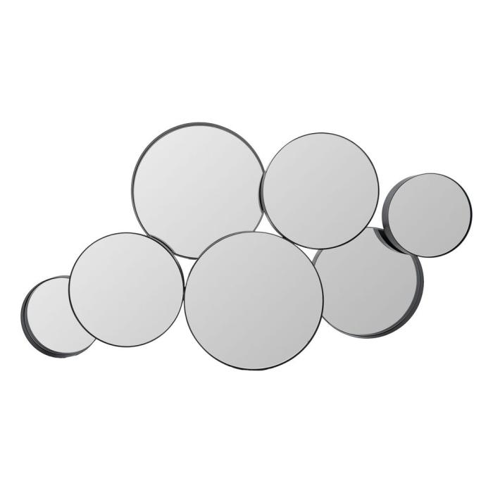 Oglindă de perete neagră din metal și MDF compoziție cu cercuri suprapuse [1]