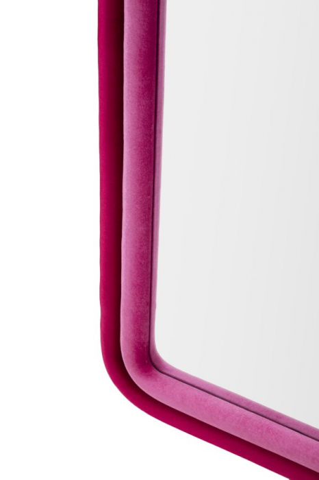 Oglinda Semiovala Rama Catifea Roz Fucsia CreativDeco [4]