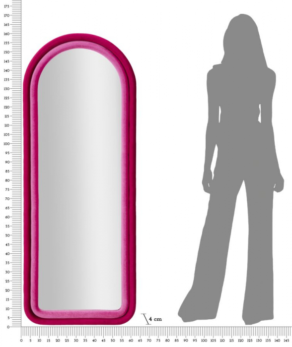 Oglinda Semiovala Rama Catifea Roz Fucsia CreativDeco [6]