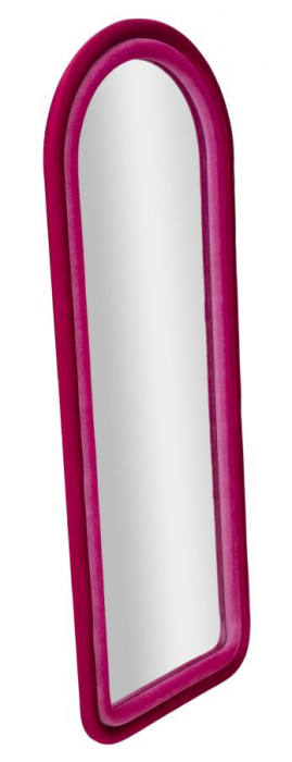Oglinda Semiovala Rama Catifea Roz Fucsia CreativDeco [2]