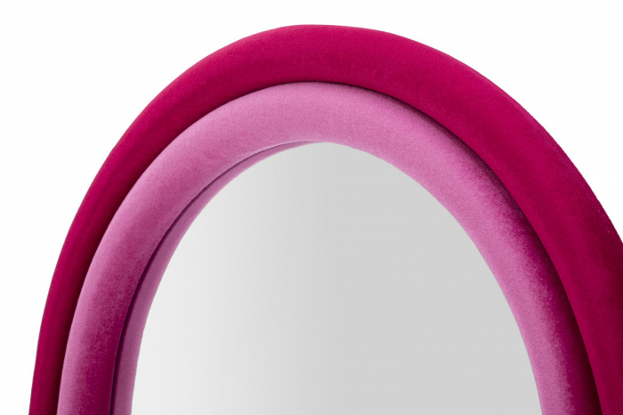 Oglinda Semiovala Rama Catifea Roz Fucsia CreativDeco [3]