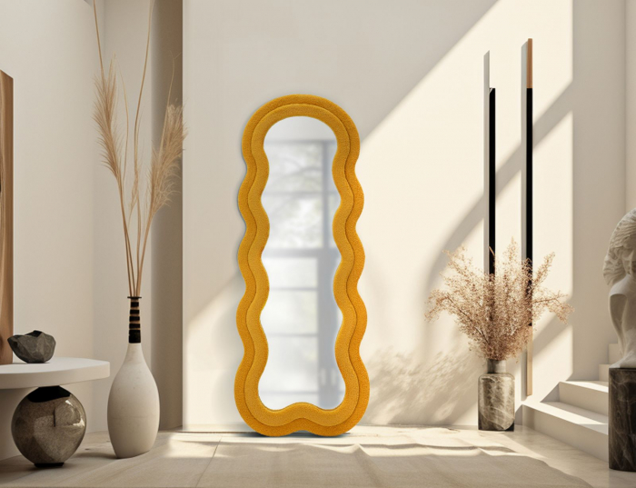 Oglinda rama boucle galben mustar CreativDeco [2]