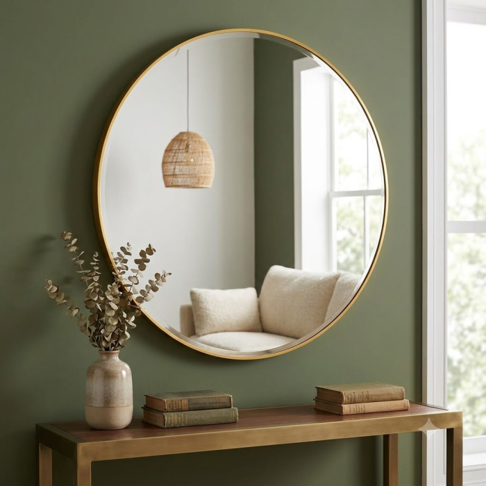 oglinda rotunda aurie pentru amenajari luxuriante | CreativDeco [2]