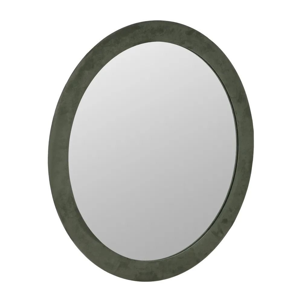 Oglinda rotunda de 120 cm cu rama textila verde - CreativDeco [2]