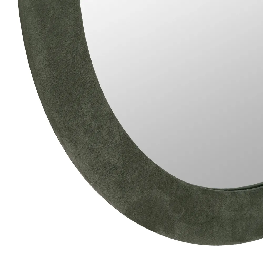 Oglinda rotunda de 120 cm cu rama textila verde - CreativDeco [3]