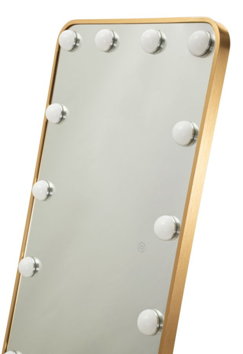 Oglinda de podea cu LED dreptunghiulara din aluminiu auriu 45x160 cm [5]