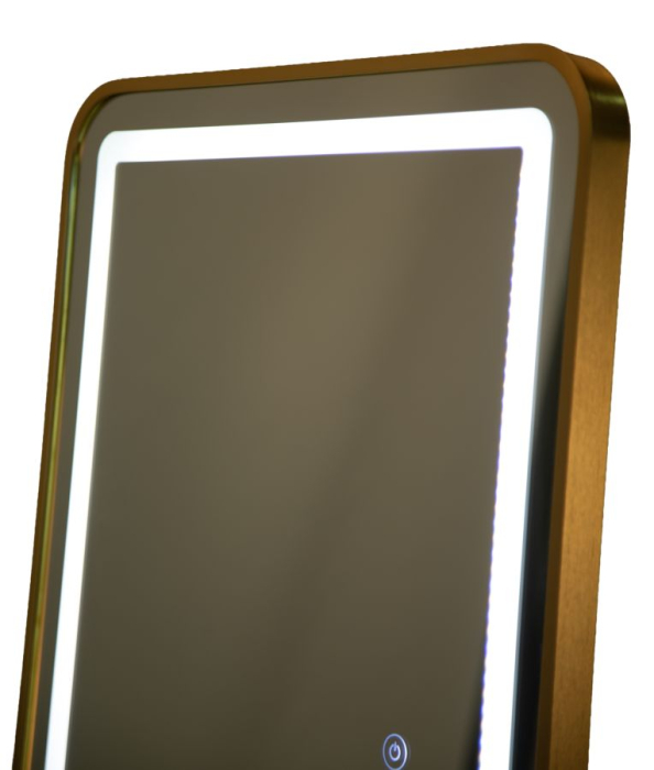 Oglinda de podea cu LED dreptunghiulara din aluminiu auriu 38x160 cm [8]