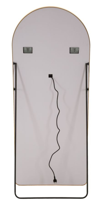 Oglinda de podea cu LED si forma arcuita din aluminiu auriu 45x170 cm [6]