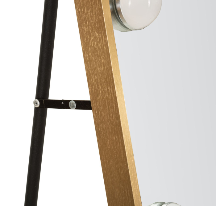 Oglinda de podea cu LED si forma arcuita din aluminiu auriu 45x170 cm [5]