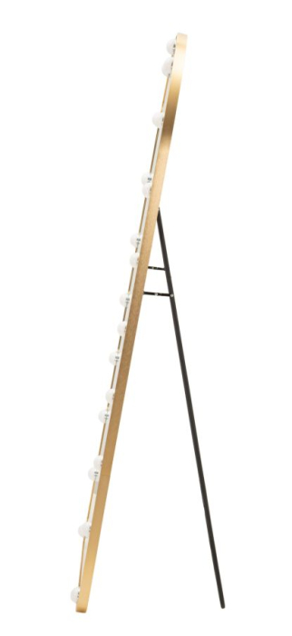 Oglinda de podea cu LED si forma arcuita din aluminiu auriu 45x170 cm [3]