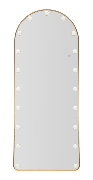 Oglinda de podea cu LED si forma arcuita din aluminiu auriu 45x170 cm [2]