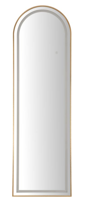 Oglinda de podea cu LED si forma arcuita din aluminiu auriu 38x160 cm [2]