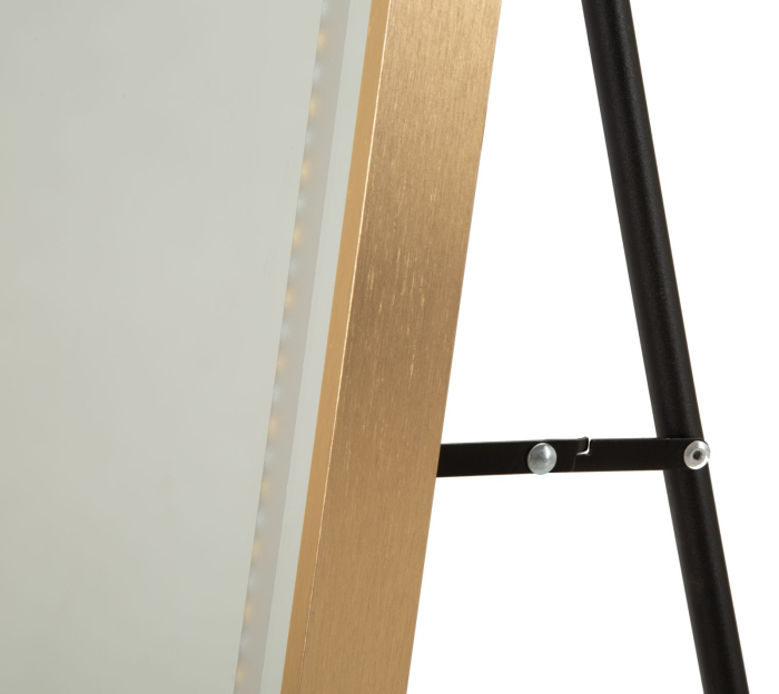 Oglinda de podea cu LED si forma arcuita din aluminiu auriu 38x160 cm [5]