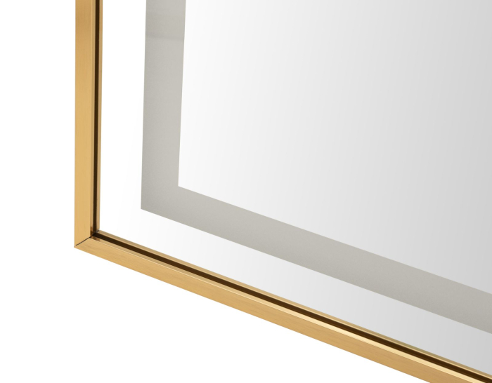 Oglinda de podea cu LED si forma arcuita din aluminiu auriu 38x160 cm [6]