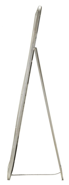 Oglinda de podea cu rama geometrica din metal argintiu si MDF 46x153 cm [3]
