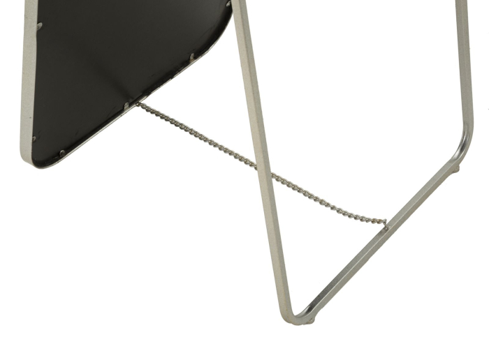 Oglinda de podea cu rama geometrica din metal argintiu si MDF 46x153 cm [5]