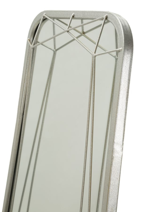 Oglinda de podea cu rama geometrica din metal argintiu si MDF 46x153 cm [4]