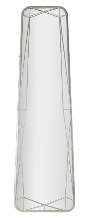 Oglinda de podea cu rama geometrica din metal argintiu si MDF 46x153 cm [2]