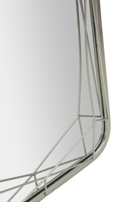 Oglinda de podea cu rama geometrica din metal argintiu si MDF 46x153 cm [6]