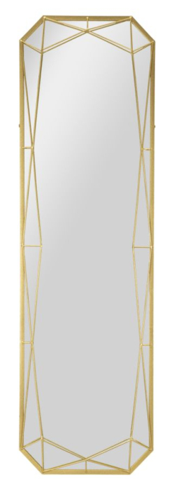 Oglinda de podea cu rama geometrica din metal auriu si MDF 46x153 cm [3]