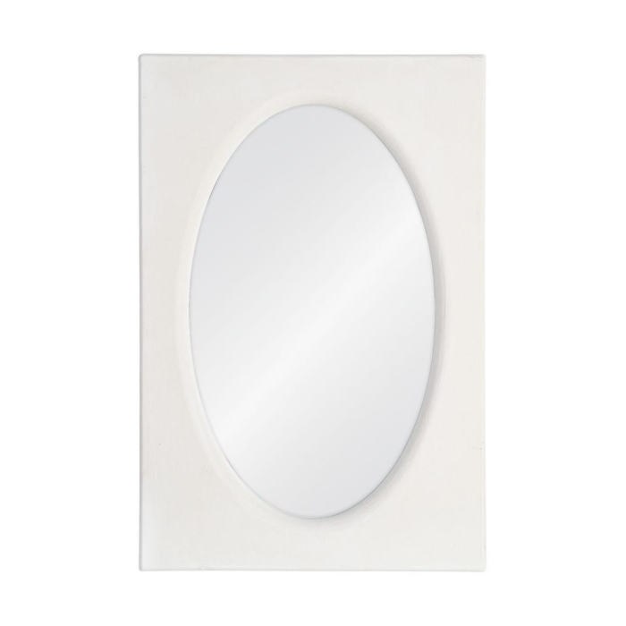 Oglindă decorativă albă din MDF cu formă ovală și ramă minimalistă [1]