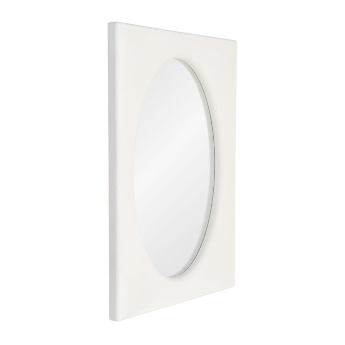 Oglindă decorativă albă din MDF cu formă ovală și ramă minimalistă [2]