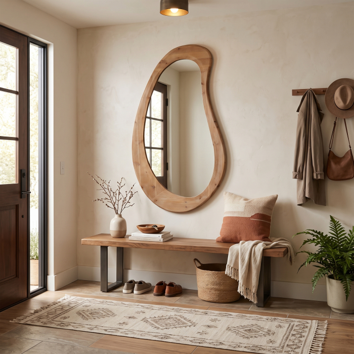 Oglindă decorativă cu formă organică și ramă din lemn de brad Giotto [2]