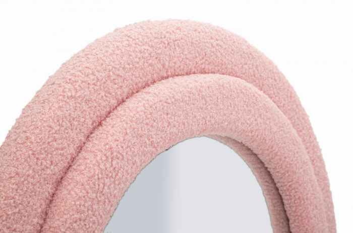 oglinda glam boucle roz pastel cu ramă curbată Teddy [4]