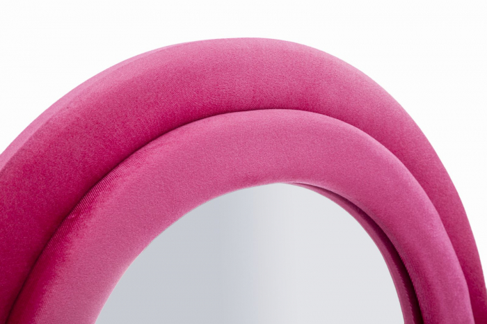 oglinda glam catifea roz fucsia cu ramă curbată verticală 60x160 [3]