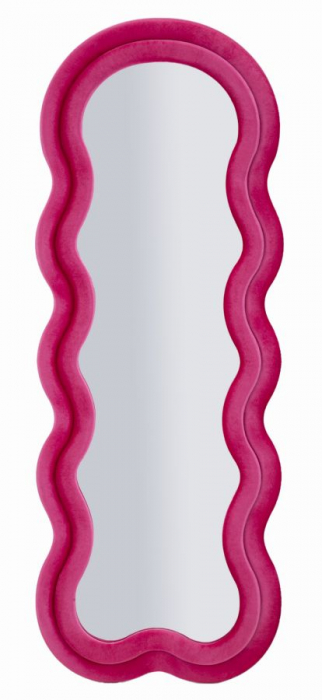 oglinda glam catifea roz fucsia cu ramă curbată verticală 60x160 [1]