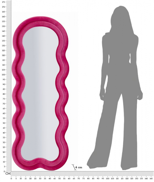 oglinda glam catifea roz fucsia cu ramă curbată verticală 60x160 [8]