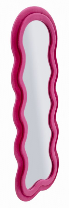 oglinda glam catifea roz fucsia cu ramă curbată verticală 60x160 [2]