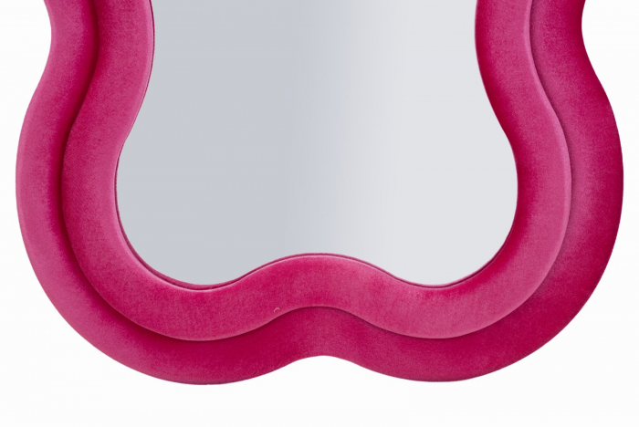 oglinda glam catifea roz fucsia cu ramă curbată verticală 60x160 [5]