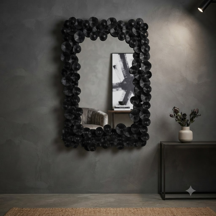 Oglinda decorativa cu rama metalica neagra - CreativDeco [2]