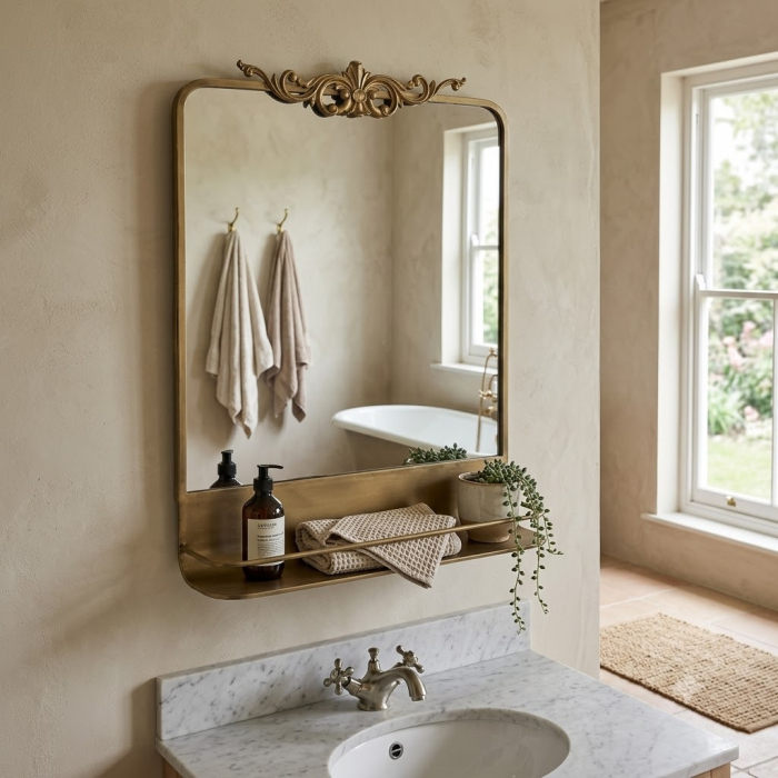 oglinda metalica auriu antichizat stil vintage | CreativDeco [2]