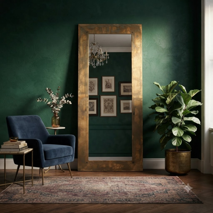 Oglinda aurie pentru montaj pe perete|Oglinzi vintage decorative pentru interioare clasice [2]