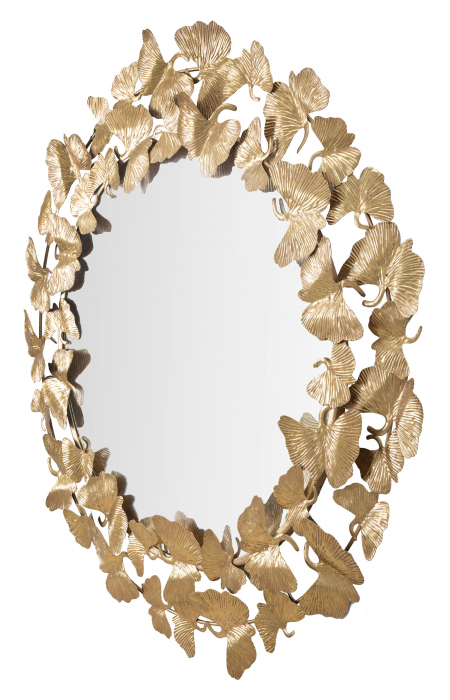 Oglinda decorativa Leaf, metal auriu [3]