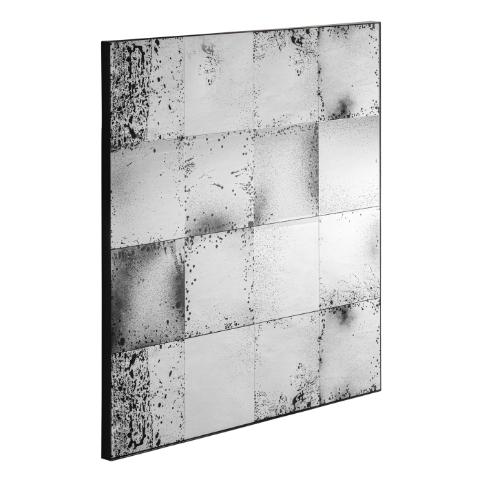 Oglinda decorativă mare de perete cu panouri tip grid și ramă subțire din metal negru ca element central [2]