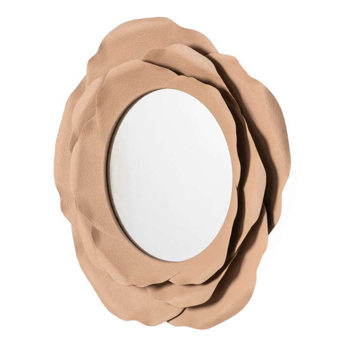 Oglindă decorativă rotundă din metal culoarea nisipului [2]