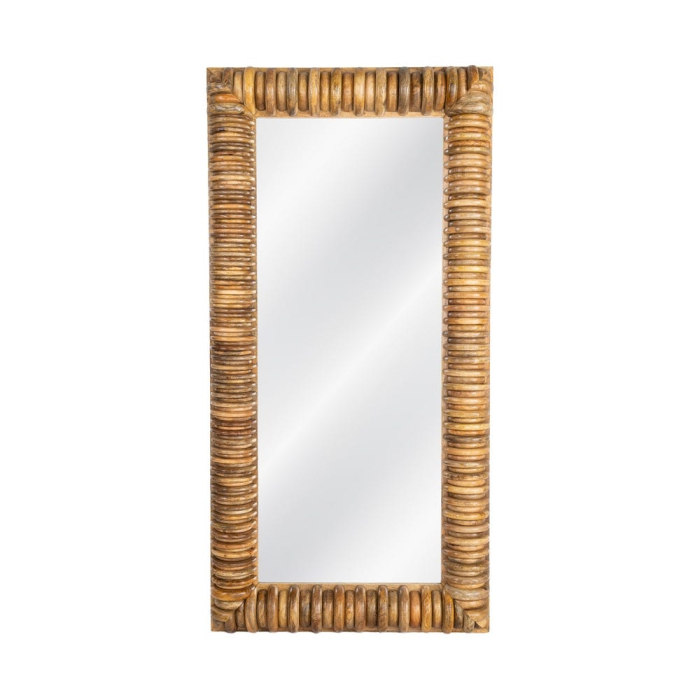 Oglindă decorativă verticală din lemn de mango cu ramă striată [3]