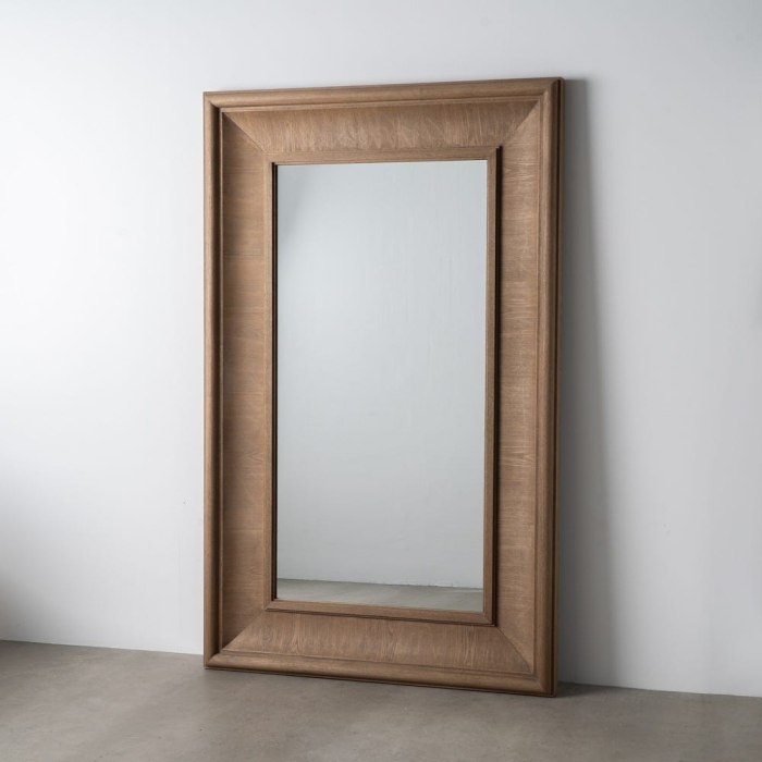 Oglinda din lemn natural cu rama lata profil in trepte – efect sculptural [8]