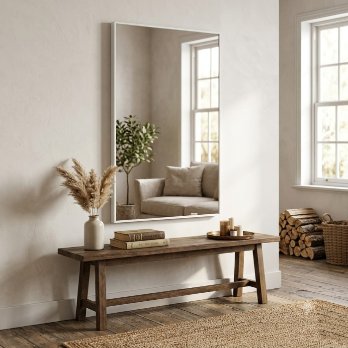 Oglinda albă minimală pentru decoruri moderne|Oglinzi moderne pentru interioare minimaliste [2]