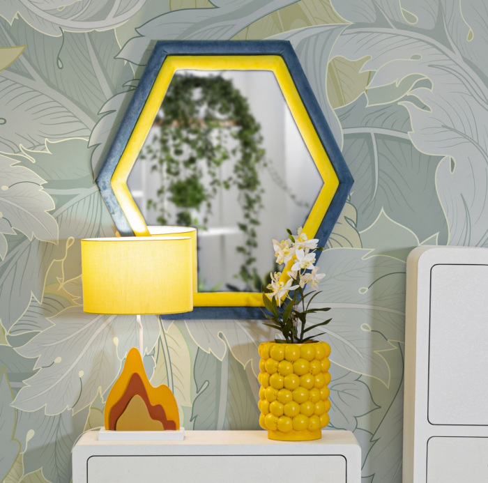 Oglinda hexagonala albastru galben CreativDeco [2]