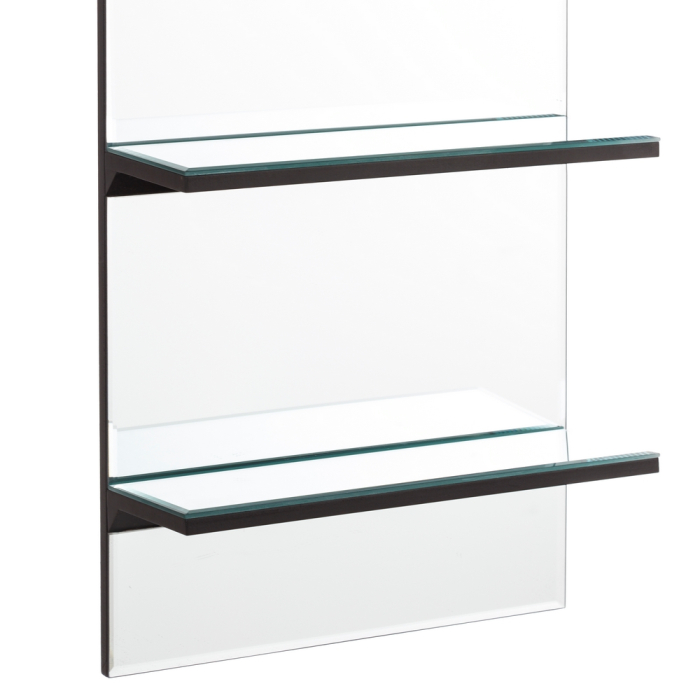 Oglindă înaltă argintie din MDF cu 2 rafturi de sticlă 30x120 cm [2]