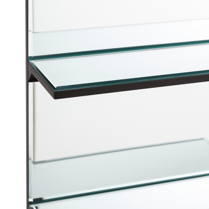 Oglindă înaltă argintie din MDF cu 2 rafturi de sticlă 30x120 cm [3]